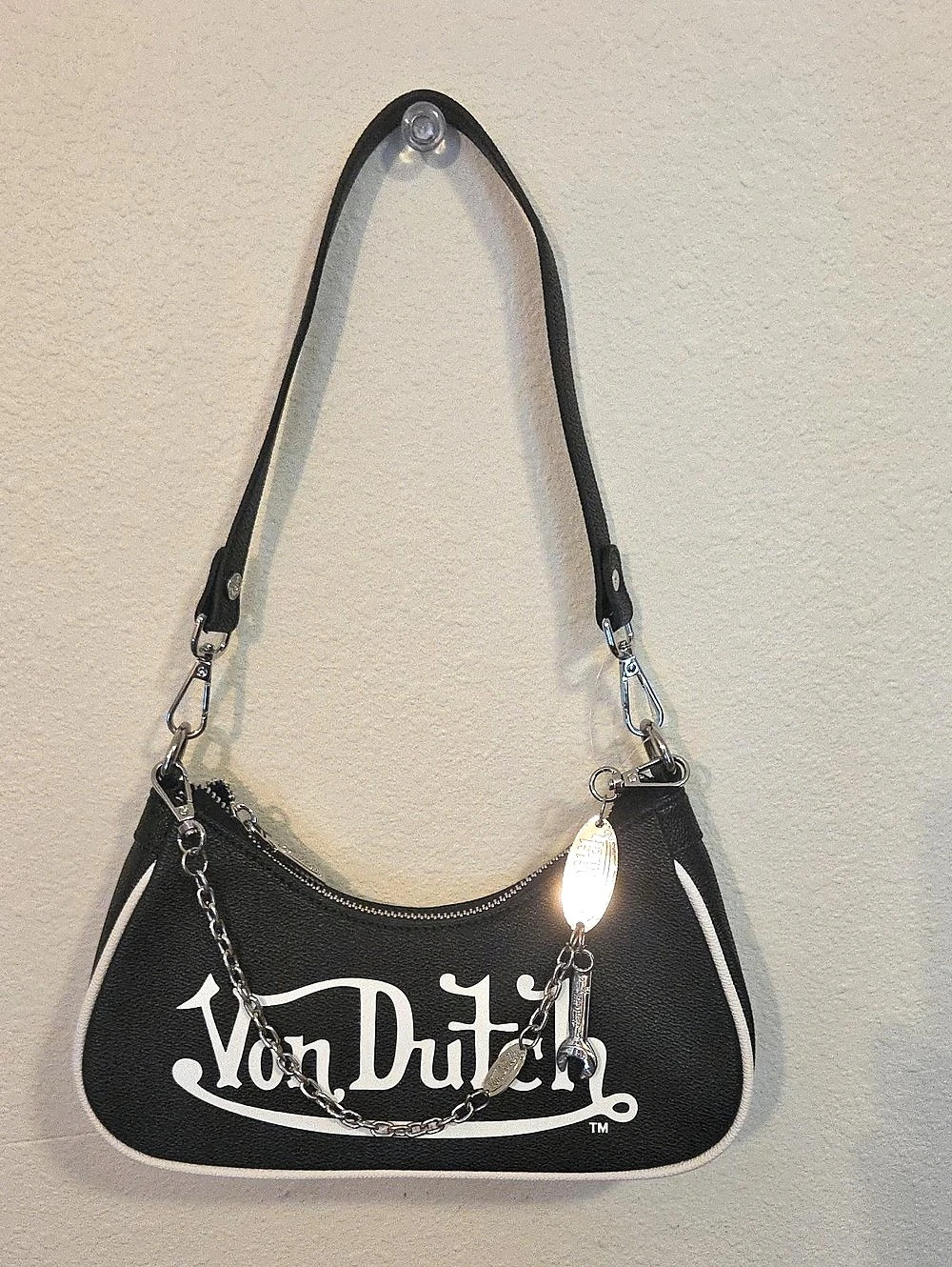 Von Dutch Classic Black & White Shoulder Bag